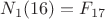 $N_1(16)=F_{17}$