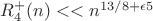 $R^{+}_4(n) << n^{13/8+\epsilon5}$