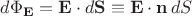$d\Phi_{\mathbf E}=\mathbf E \cdot d \mathbf S \equiv \mathbf E \cdot \mathbf n \, dS$