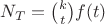 $N_T = {k\choose t} f(t)$