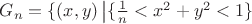 $G_n= \lbrace (x,y)\left| \{\frac{1}{n} < x^2+y^2<1\rbrace$