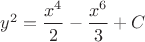 $y^2 = \dfrac {x^4}{2} - \dfrac {x^6}{3} + C$