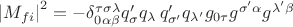 \left\vert M_{fi}\right\vert^2=-\delta_{0\alpha\beta }^{\tau\sigma\lambda}q'_{\sigma}q_{\lambda}\,
 q'_{\sigma'} q_{\lambda'}g_{0\tau}g^{\sigma'\alpha}g^{\lambda'\beta}
$