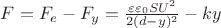 $F=F_e-F_y=\frac{\varepsilon\varepsilon_0SU^2}{2(d-y)^2}-ky$