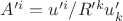$A'^i = u'^i/R'^ku'_k$