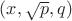 $(x,\sqrt{p},q)$