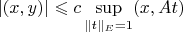$|(x,y)|\leqslant c \sup\limits_{\|t\|_E=1} (x,At)$