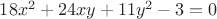 $18x^2+24xy+11y^2-3=0$