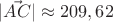 $|\vec {AC}|\approx 209,62$