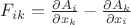 $F_{ik}=\frac{\partial A_i}{\partial x_k}-\frac{\partial A_k}{\partial x_i}$