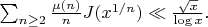 $  \sum_{n \geq 2} \frac{\mu(n)}{n} J(x^{1/n}) \ll \frac{\sqrt{x}}{\log x}.  $