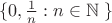 $\left{\{}0,\frac 1n:n\in\mathbb N\right{\}}$