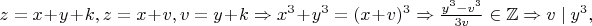 $z=x+y+k,z=x+v,v=y+k\Rightarrow x^3+y^3=(x+v)^3\Rightarrow \frac{y^3-v^3}{3v}\in\mathbb{Z}\Rightarrow v\mid y^3,$