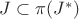 $J\subset \pi(J^*)$