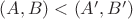 $(A, B) < (A', B')$