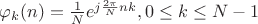 $\varphi_k(n)=\frac {1}{N}e^{j\frac{2\pi}{N}nk},0\leq k\leq N-1$