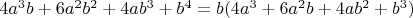 $4 a^3  b + 6 a^2  b^2 + 4 a  b^3 + b^4 = b (4 a^3 + 6 a^2  b + 4 a  b^2 + b^3)$