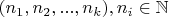 $(n_1, n_2,...,n_k), n_i \in \mathbb N $