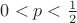 $\[0 < p < \frac{1}{2}\]$