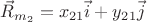 $\vec{R}_{m_2} = x_{21} \vec{i} + y_{21} \vec{j}$