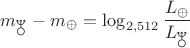 $$m_{\neptune}-m_{\oplus}=\log_{2,512}\frac{L_{\oplus}}{L_{\neptune}}$$
