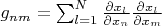 $g_{nm}=\sum_{l=1}^{N}\frac{\partial x_l}{\partial x_n}\frac{\partial x_l}{\partial x_m}$