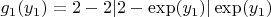 $g_1(y_1)=2-2|2-\exp(y_1)|\exp(y_1)$