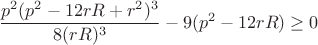 $$\dfrac{p^2(p^2-12rR+r^2)^3}{8(rR)^3}- 9(p^2-12rR) \ge 0$$