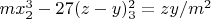 $mx_2^3-27(z-y)_3^2=zy/m^2$