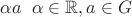 $\alpha a \;\; \alpha \in \mathbb R, a\in G$