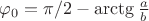 $\varphi_0=\pi/2 - \arctg \frac ab$