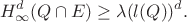 $$H_{\infty}^d (Q \cap E) \ge \lambda (l(Q))^d.$$