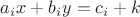 $a_ix+b_iy=c_i+k$
