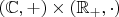 $(\mathbb C,+)\times(\mathbb R_+,\cdot)$