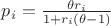 $p_i=\frac{\theta r_i}{1+r_i (\theta-1)}$