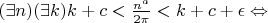 $(\exists n)(\exists k)k+c<\frac{n^a}{2\pi} <k+c+\epsilon \Leftrightarrow$