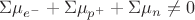 $\Sigma \mu_{e^-} + \Sigma \mu_{p^+} + \Sigma \mu_{n} \not = 0$ $\Sigma \mu_{e^-} + \Sigma \mu_{p^+} + \Sigma \mu_{n} \not = 0$