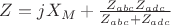 $Z=jX_M+\frac{Z_{abc}Z_{adc}}{Z_{abc}+Z_{adc}}}$
