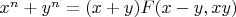 $x^n+y^n=(x+y)F(x-y,xy)$