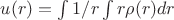 $u(r)=\int 1/r \int r \rho(r) dr$