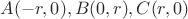 $A(-r,0), B(0,r),C(r,0)$