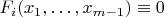 $F_i(x_1,\dots,x_{m-1})\equiv 0$