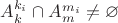 $A_k^{k_i}\cap A_m^{m_i}\ne\varnothing$