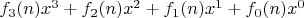$f_3(n)x^3+f_2(n)x^2+f_1(n)x^1+f_0(n)x^0$