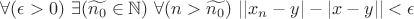 \forall(\epsilon>0)$ $\exists(\widetilde{n_0} \in \mathbb{N})$ $\forall(n>\widetilde{n_0})$ $\left||x_n - y| - |x - y|\right|< \epsilon$