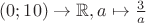 $(0; 10) \to \mathbb R, a \mapsto \frac 3 a$