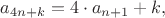 $a_{4n+k}=4\cdot a_{n+1}+k,$ $a_{4n+k}=4\cdot a_{n+1}+k,$
