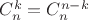 $C_n^k=C_n^{n-k}$