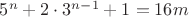 $5^n+2\cdot 3^{n-1}+1=16m$