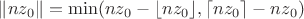 $\|nz_0\| = \min (nz_0 - \lfloor nz_0 \rfloor, \lceil nz_0 \rceil - nz_0)$